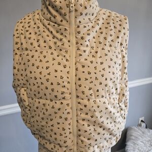 26 International Cream Floral Quilted Puffer Vest